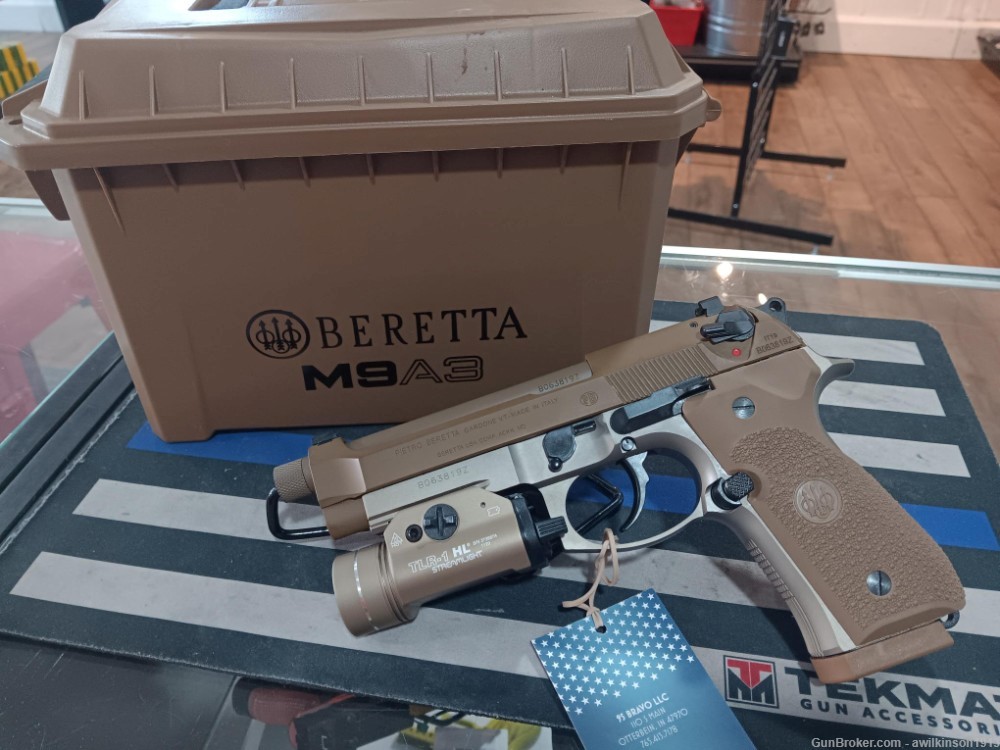 Beretta M9A3 9mm 5" Threaded Barrel Box 3 Mags 17 Rd W/TLR-1 Light-img-0