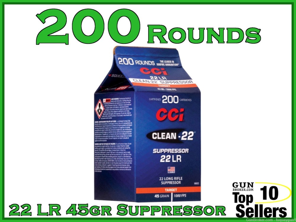 CCI Clean-22 Suppressor 22 LR  45gr 200ct 980CC 22-LR  22LR- 22 Ammo-img-0
