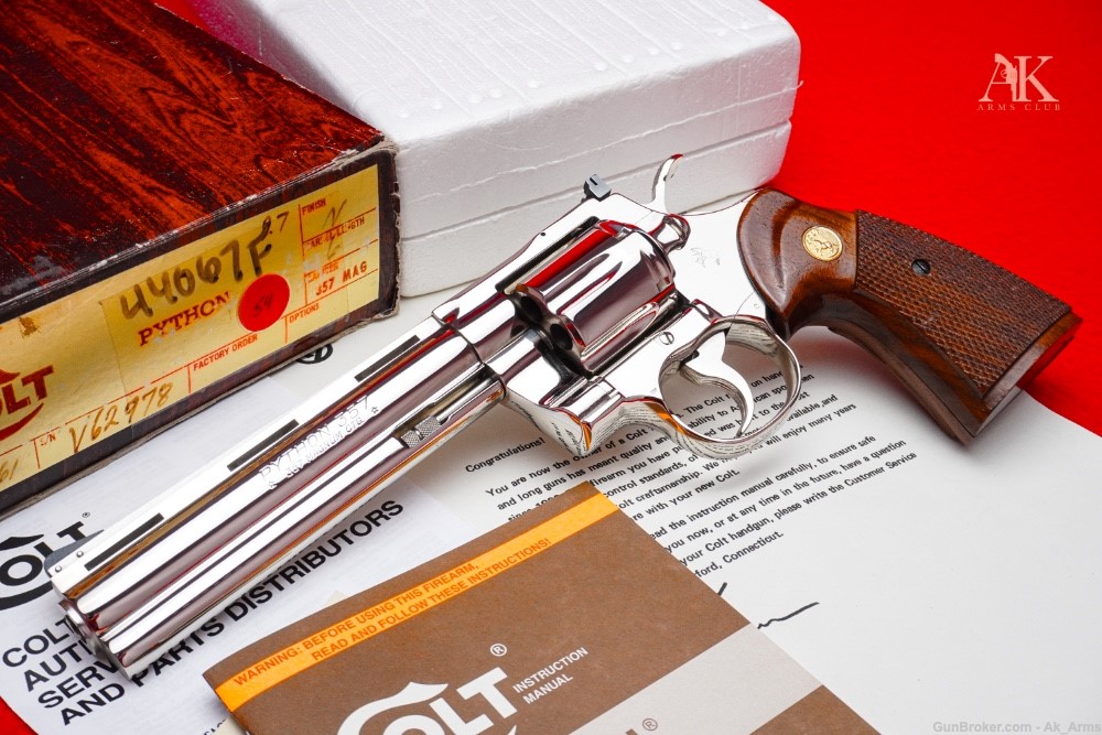 1978 Colt Python 6" .357 Magnum Nickel In Box *COLLECTOR GRADE EXAMPLE*-img-0
