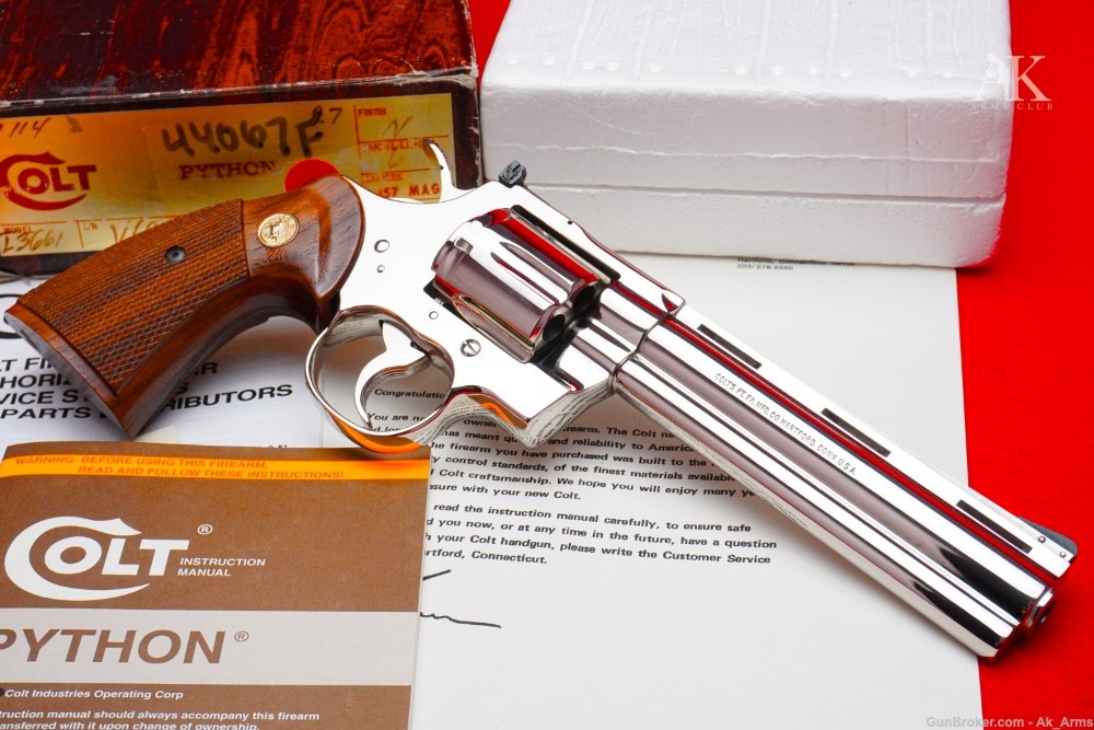 1978 Colt Python 6" .357 Magnum Nickel In Box *COLLECTOR GRADE EXAMPLE*-img-4