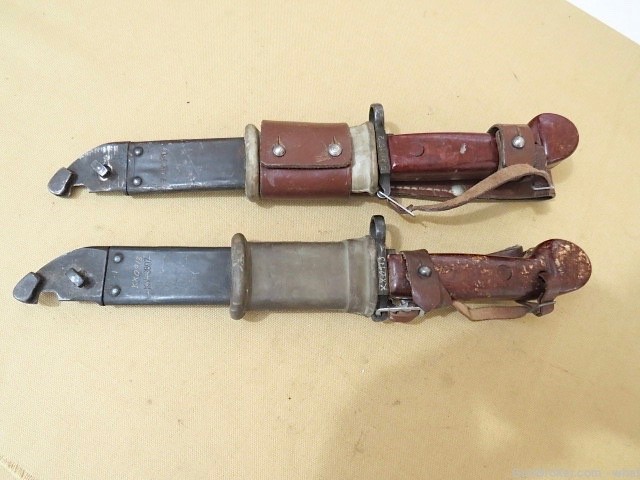 2 Romanian AKM Bayonets With Bayonet Scabbard & Leather Frog AK-47-img-0