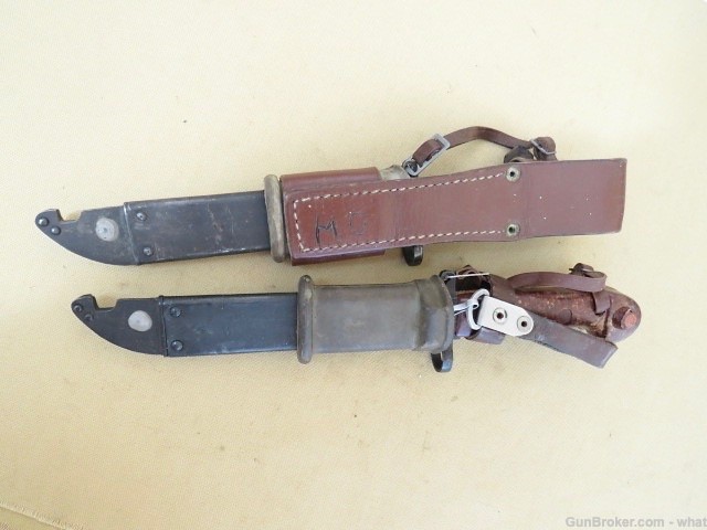 2 Romanian AKM Bayonets With Bayonet Scabbard & Leather Frog AK-47-img-5