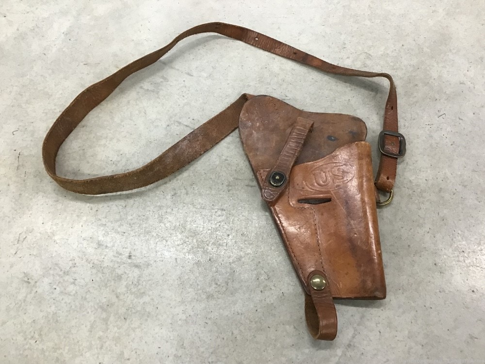 WW2 Era USGI Boyt 1911 1911A1 Leather Shoulder Holster Penny Auction NR-img-0