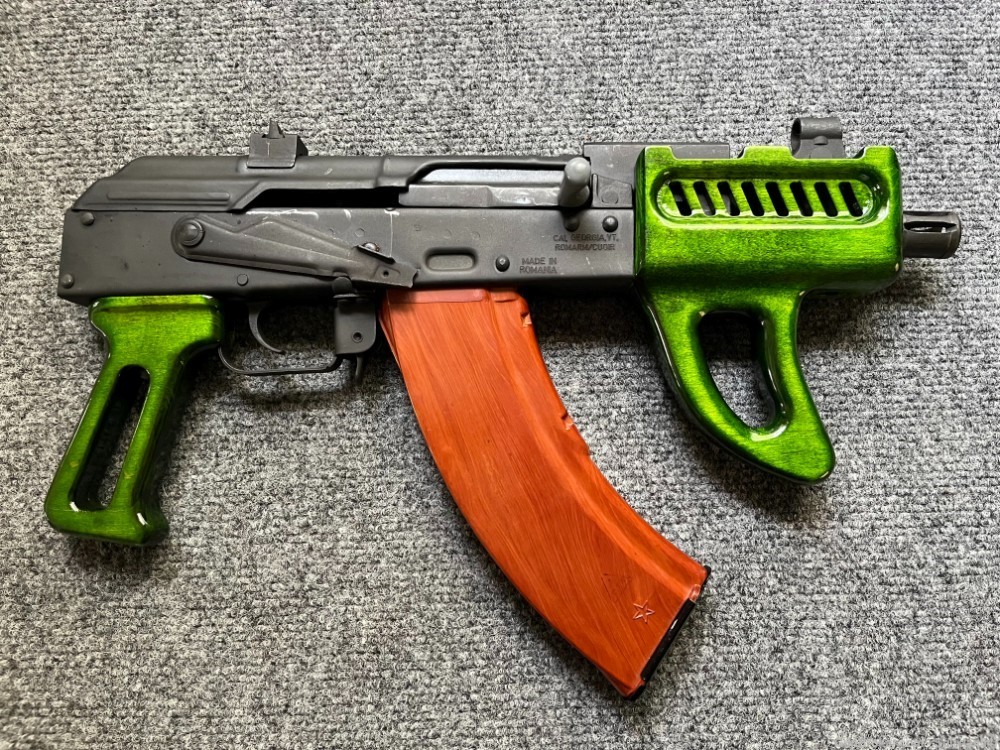 Custom Micro Draco Vented Skeletonized Wood Handguard + Pistol grip ...