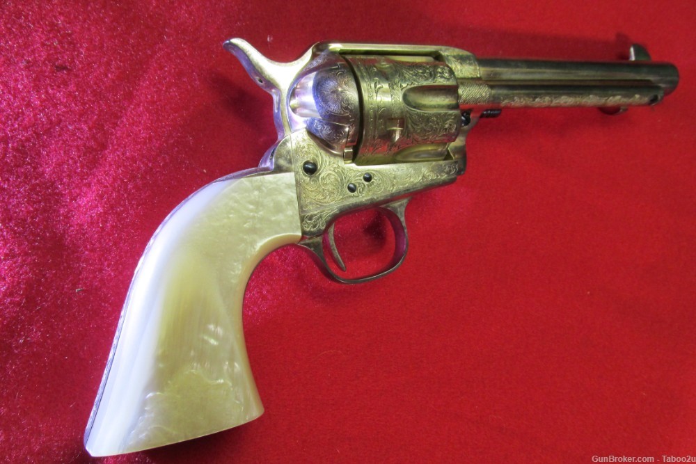 Uberti Cattleman New Model Silver Engraved Colt Barrel Revolvers At Gunbroker