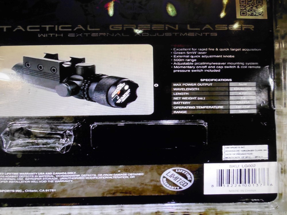 Aim Sports Tactical Green Laser with mount - Tactical Gear at GunBroker ...