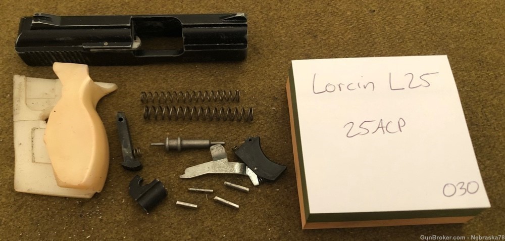 Lorcin L-25 .25acp semi auto pistol parts and repair lot slide grips ...