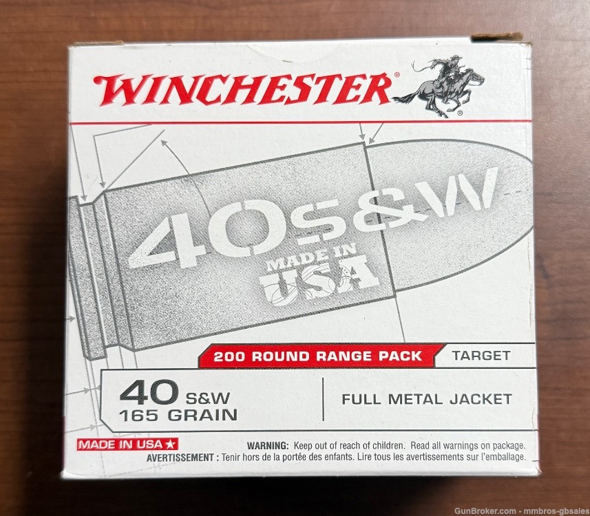 Winchester usa target handgun ammunition 40 s w 165 gr fmj usa40w