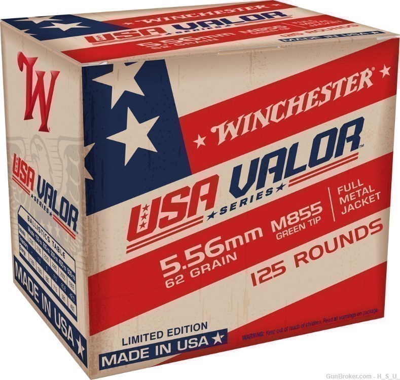 125 Rounds WINCHESTER GREEN TIP 5.56 Ammo 62 grain 556 M855 FMJ AR AR15 ...