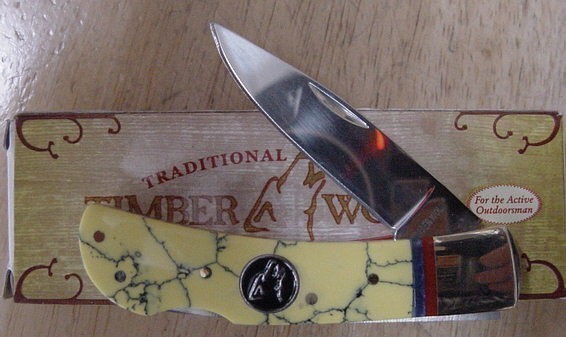 Timber Wolf Lockback Yellow Turquoise Knife TW232 - Pocket Knives at ...