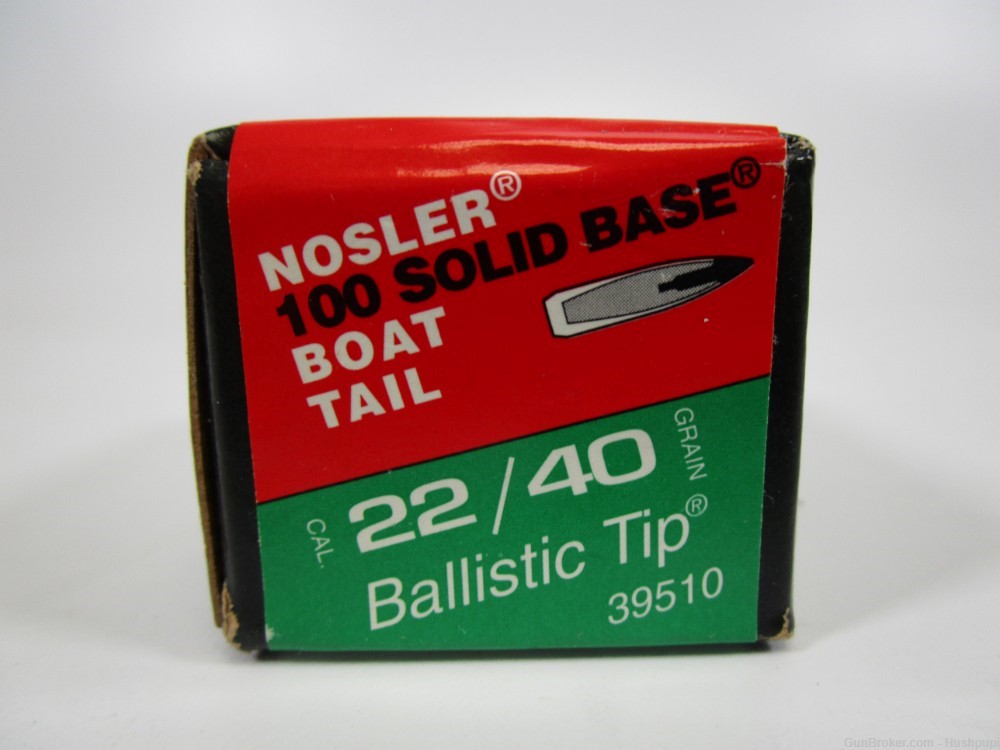 Nosler 39510 22 Cal 100 Solid Base Boat Tail Bullets 40 Gr. 22/40 Ballistic-img-1