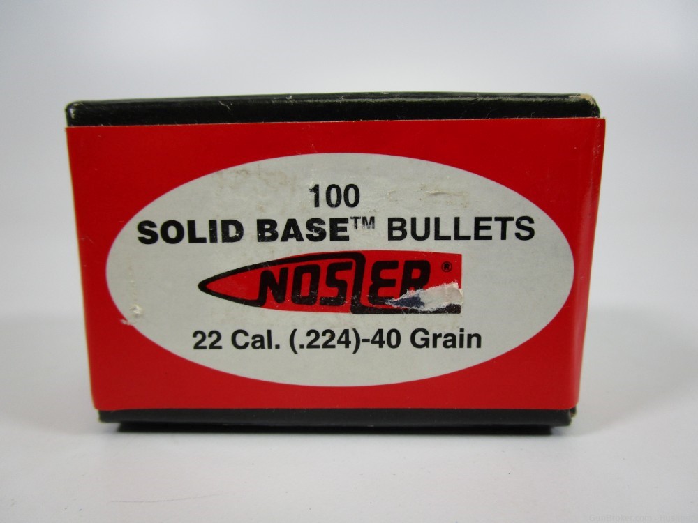 Nosler 39510 22 Cal 100 Solid Base Boat Tail Bullets 40 Gr. 22/40 Ballistic-img-0