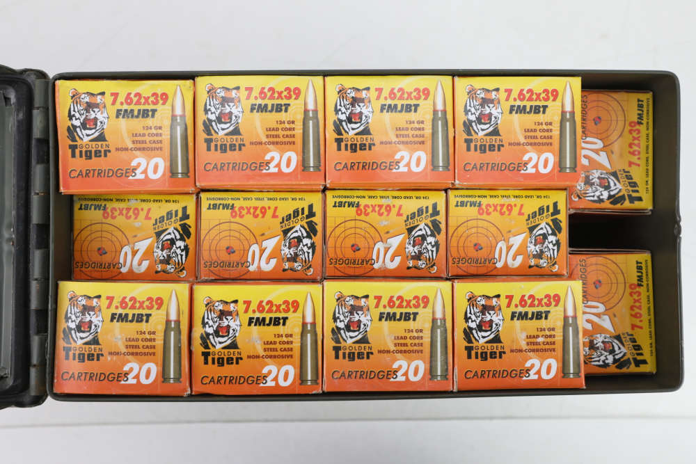 1000 rounds russian golden tiger 7 62x39 ammunition ammo can no reserve