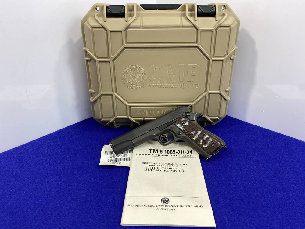 1944 Colt 1911A1 .45 Park 5" *SOUGHT-AFTER CMP MODEL* "GDH" Inspector Stamp-img-3