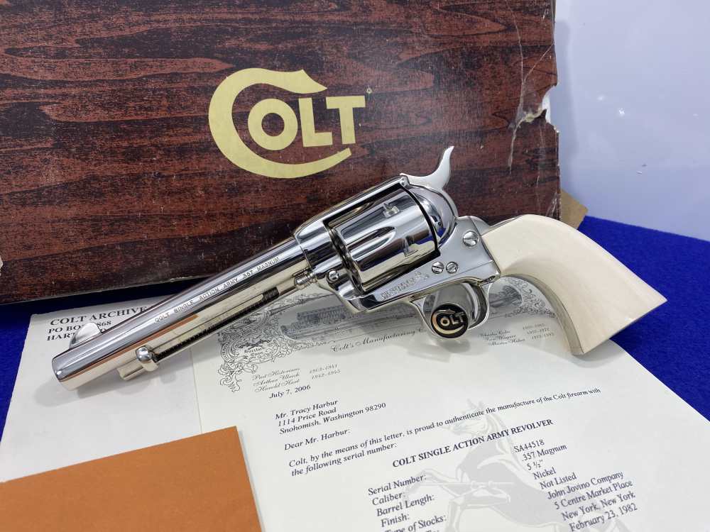 1982 Colt SAA .357 Mag Nickel 5.5" *ONE GUN SHIPMENT TO JOHN JOVINO* -img-2