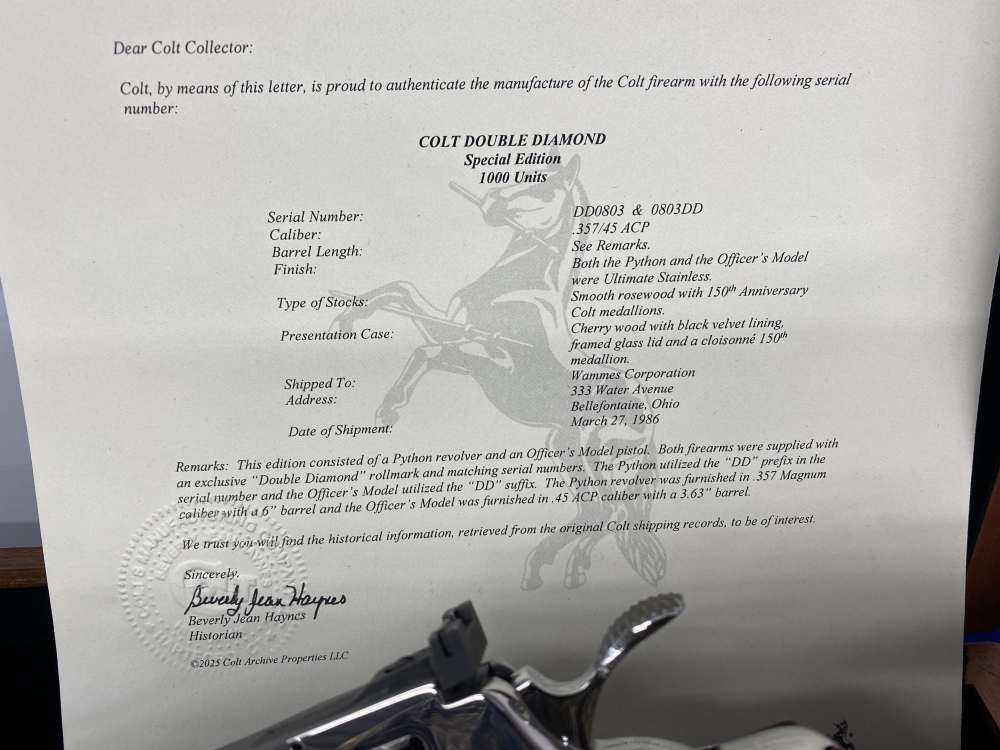 1986 Colt Double Diamond Python & Officers ACP *803 OF 1,000 EVER MADE*-img-12