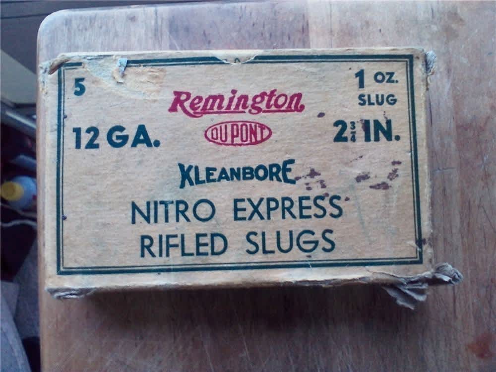 Vintage Remington 12 ga. Du Pont Kleanbore Nitro Express Rifled Slugs ...