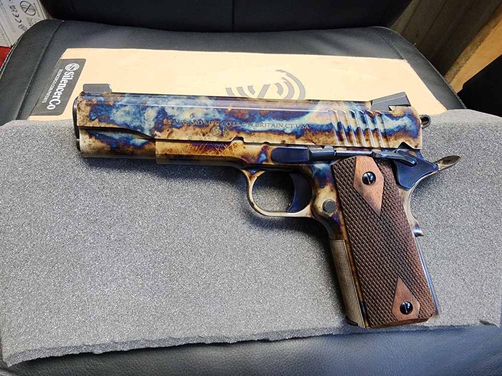 PICS! NEW! STANDARD MANUFACTURING 1911 CC 5" .45 ACP COLOR CASE HARDENED 5-img-0