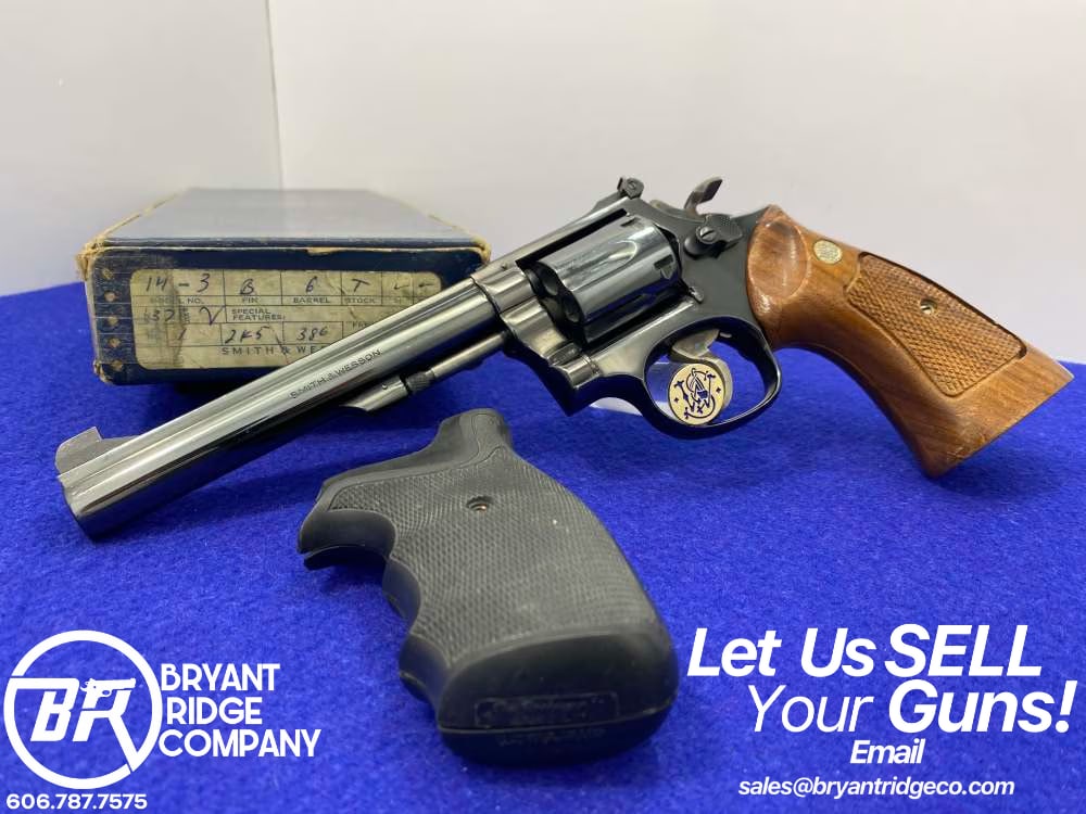 1977 Smith Wesson 14-3 .38 Spl Blue 6" *AMAZING DOUBLE-ACTION REVOLVER*-img-0