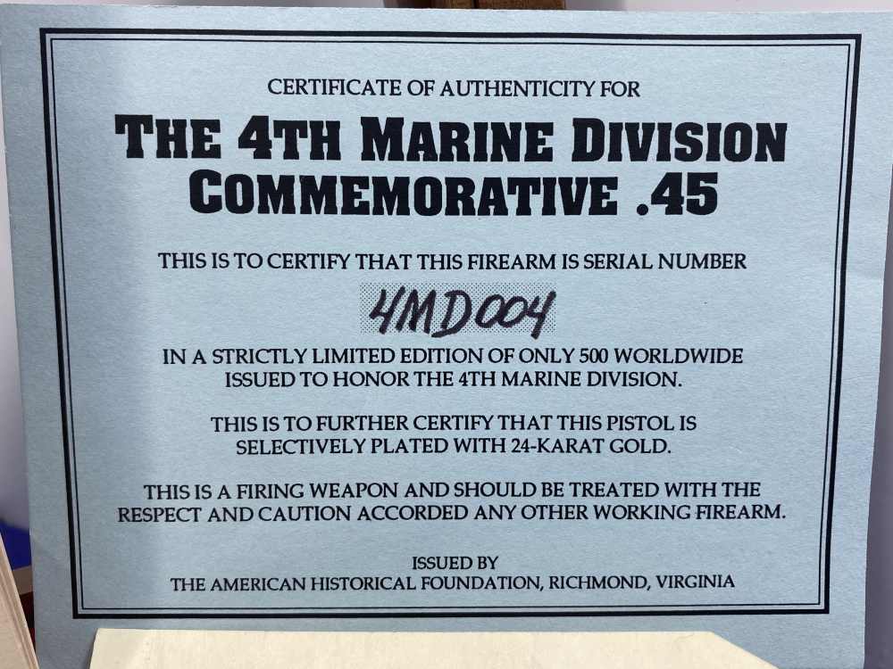Colt Government 1911A1 .45acp *4TH DIVISION MARINE COMMEMORATIVE 4MD004*-img-7