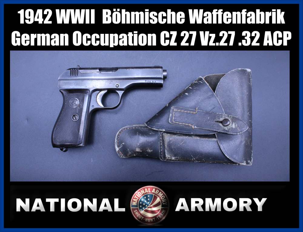 1942 WWII German Occupation Böhmische Waffenfabrik CZ 27 Wartime .32 ACP VZ-img-0