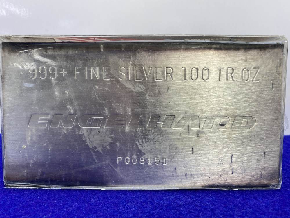 VINTAGE 100oz Engelhard .999+ Fine Silver Bar -100 Troy Oz- Factory Cased-img-3