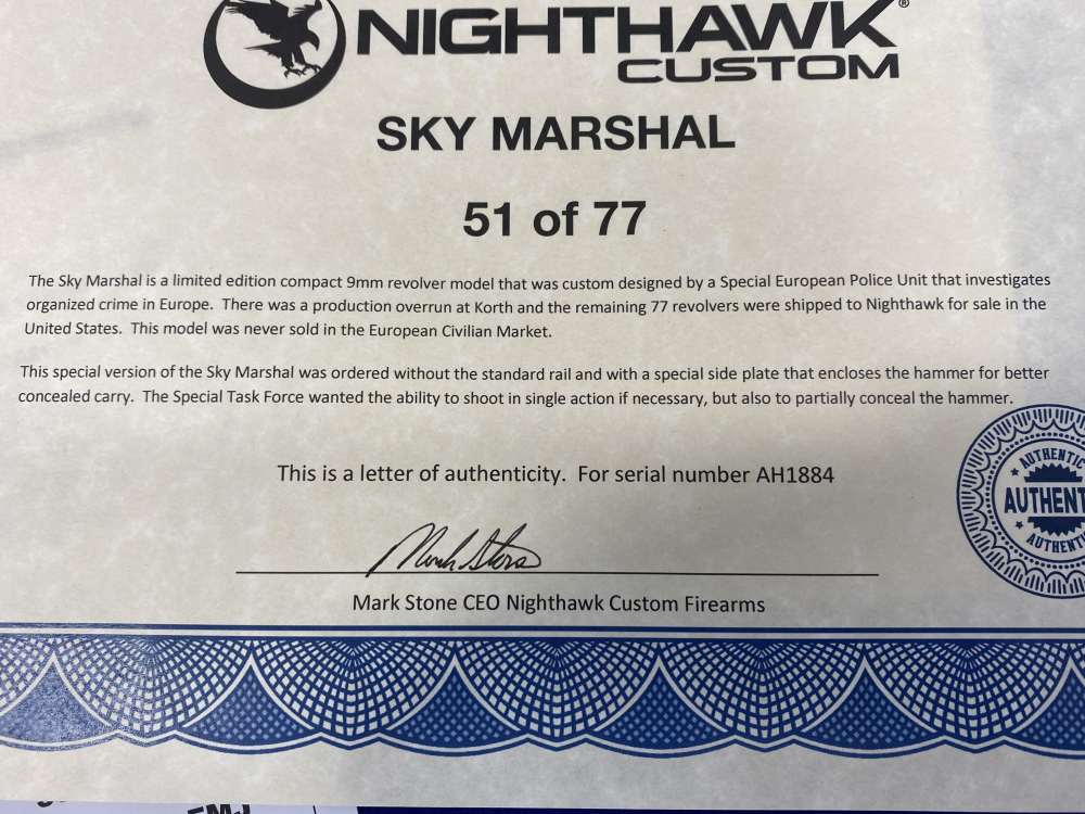 Korth/Nighthawk Custom Sky Marshall 9mm DLC 2" *LIMITED EDITION 51 OF 77*-img-10