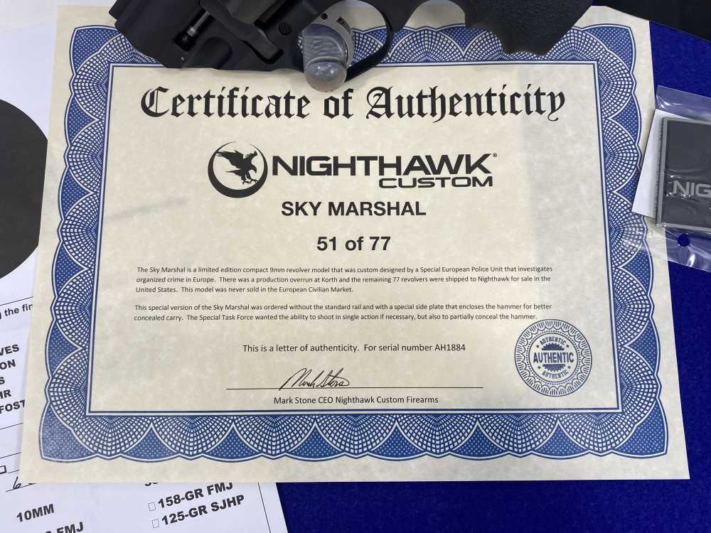 Korth/Nighthawk Custom Sky Marshall 9mm DLC 2" *LIMITED EDITION 51 OF 77*-img-8