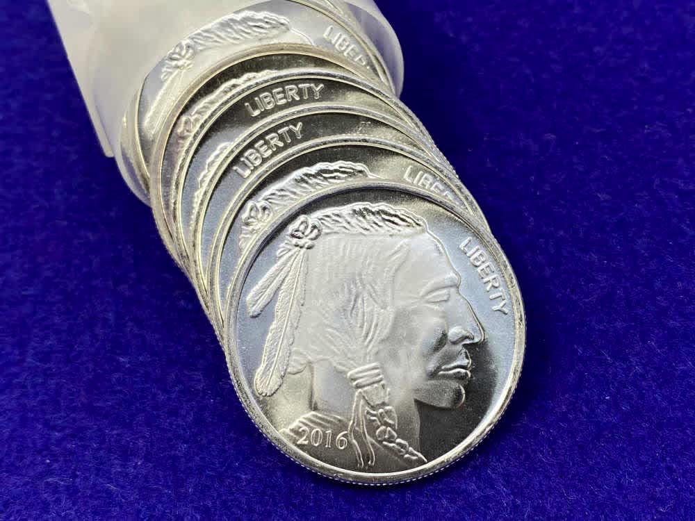 (10) Silver Towne Buffalo Indian "1oz Rounds" *Desirable Silver* 10 TROY OZ-img-3
