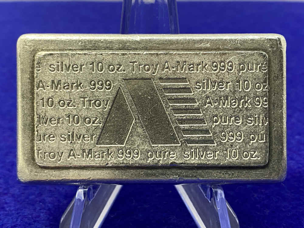 -VINTAGE- A-Mark *10oz SILVER Stacker Bar* 999 Fine *DESIRABLE* 10 Troy Oz-img-3