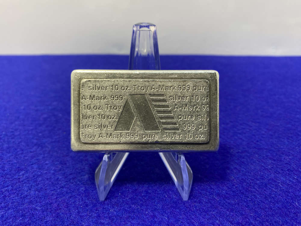 -VINTAGE- A-Mark *10oz SILVER Stacker Bar* 999 Fine *DESIRABLE* 10 Troy Oz-img-6