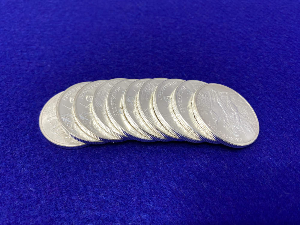 (10) Prospector "1oz SILVER Rounds" -Full Roll of 20- *TEN TROY OUNCES*-img-9
