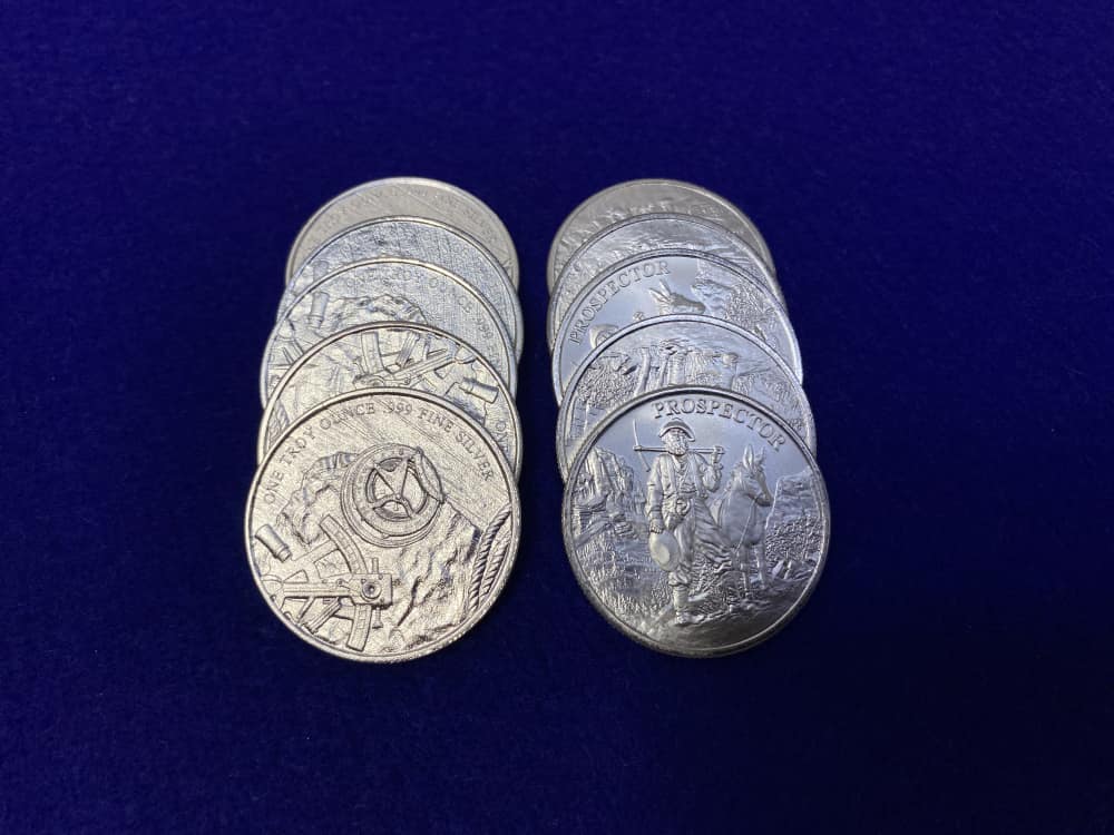 (10) Prospector "1oz SILVER Rounds" -Full Roll of 20- *TEN TROY OUNCES*-img-4