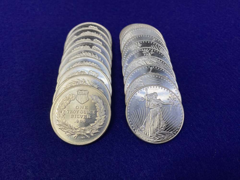 (20) Walking Liberty "1oz SILVER Rnds" .999 FINE SILVER- 20 Troy Ounces-img-4