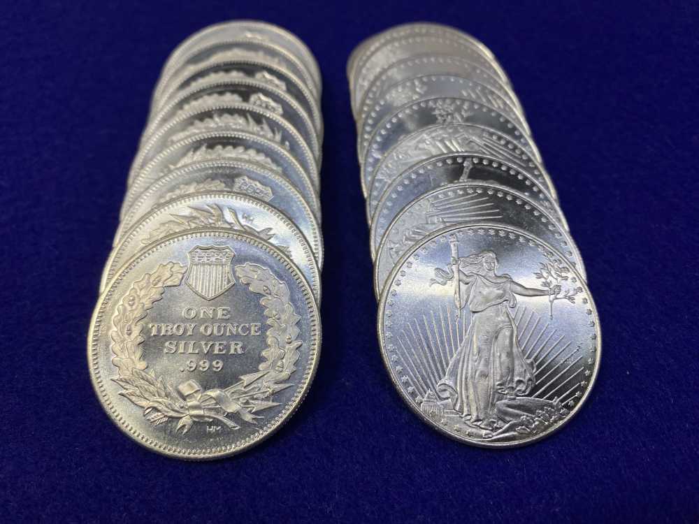 (20) Walking Liberty "1oz SILVER Rnds" .999 FINE SILVER- 20 Troy Ounces-img-5