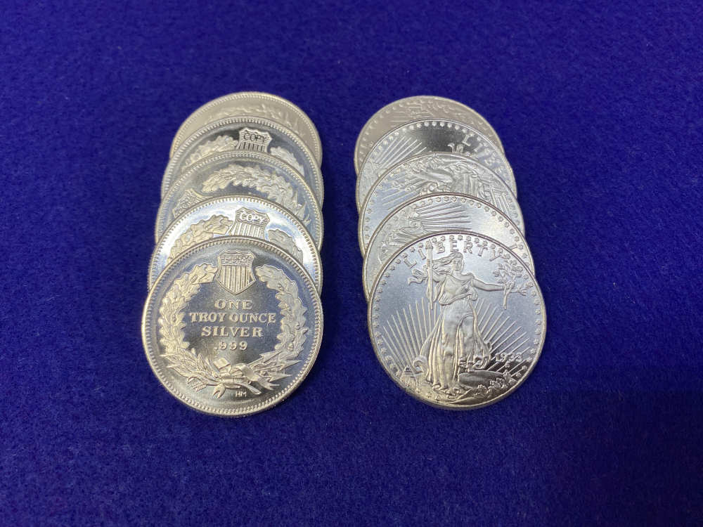 (10) Walking Liberty "1oz SILVER Rnds" .999 FINE SILVER- 20 Troy Ounces-img-4