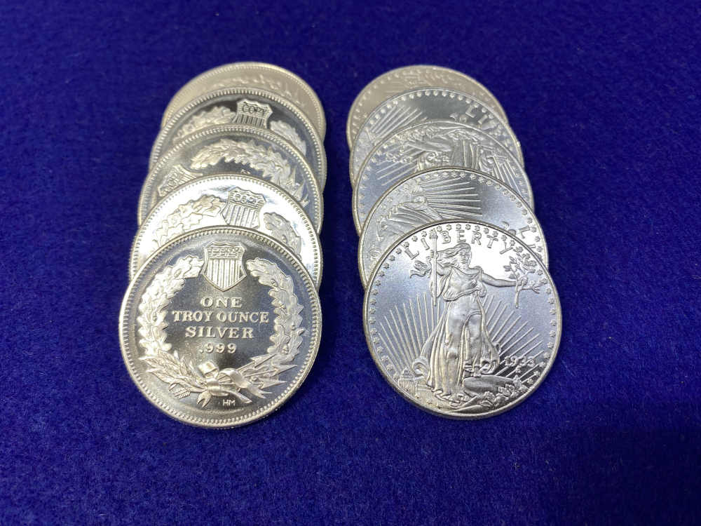 (10) Walking Liberty "1oz SILVER Rnds" .999 FINE SILVER- 20 Troy Ounces-img-6