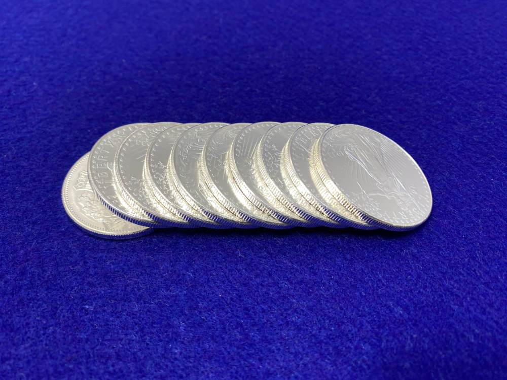 (10) Walking Liberty "1oz SILVER Rnds" .999 FINE SILVER- 20 Troy Ounces-img-9