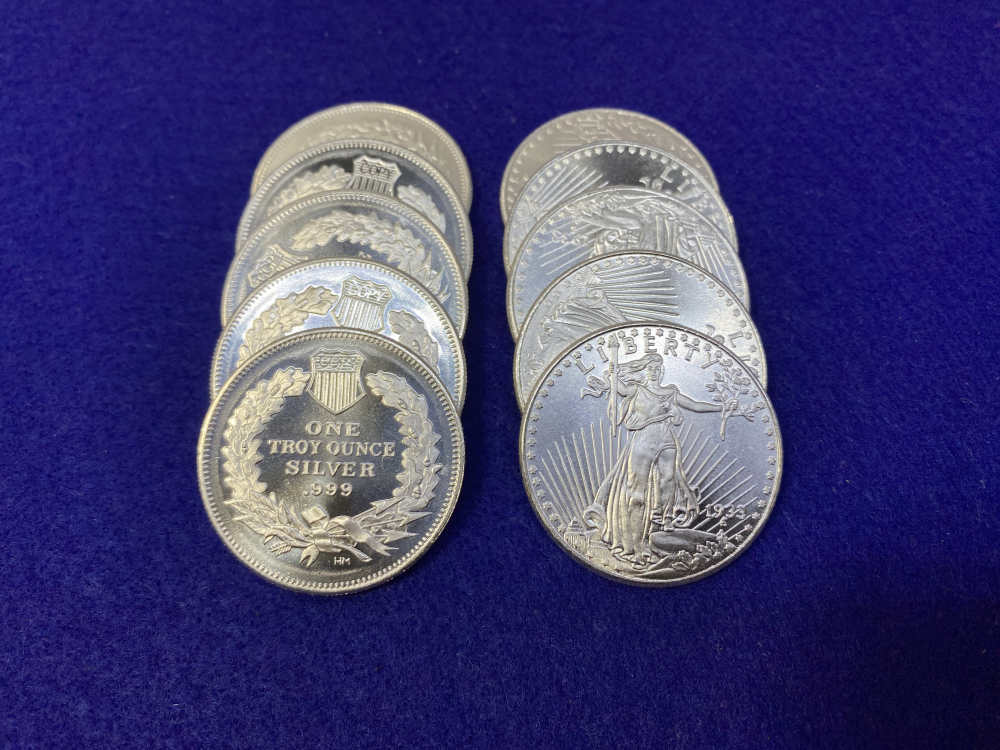 (10) Walking Liberty "1oz SILVER Rnds" .999 FINE SILVER- 20 Troy Ounces-img-5