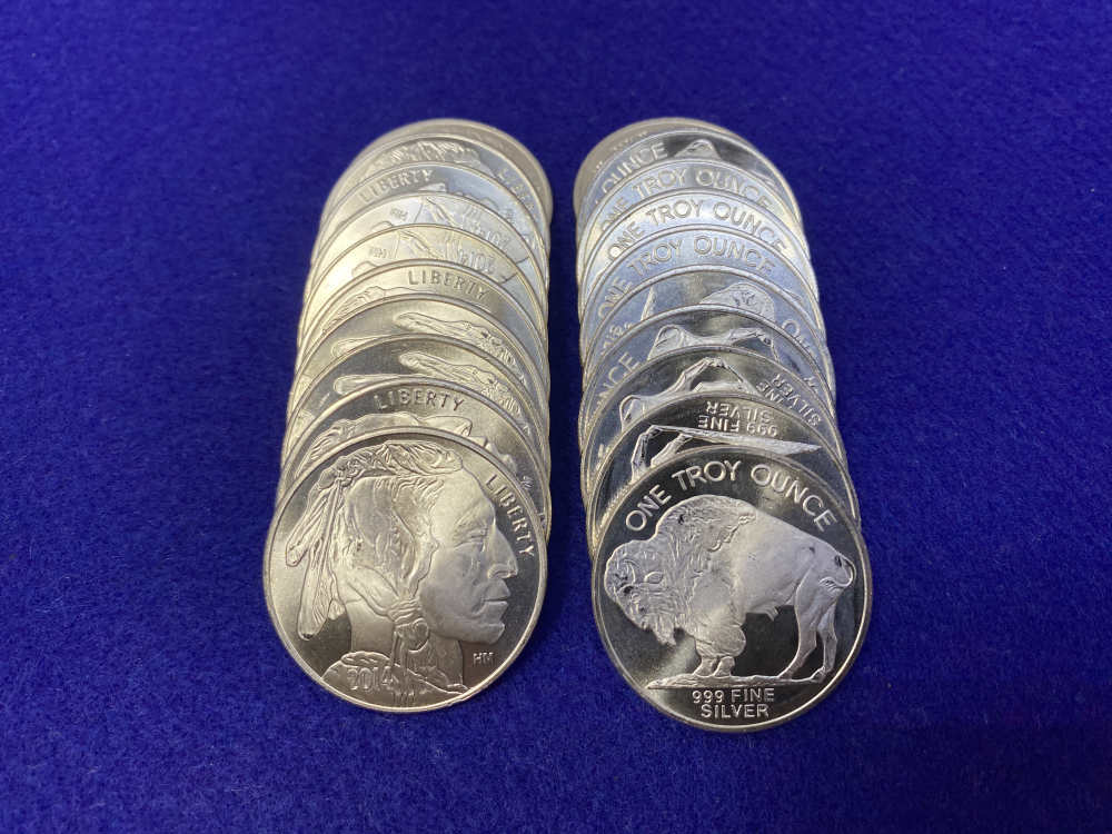 (20) Buffalo Indian Head "1oz SILVER Rnds" *Roll of 20* TWENTY TROY OUNCES-img-4
