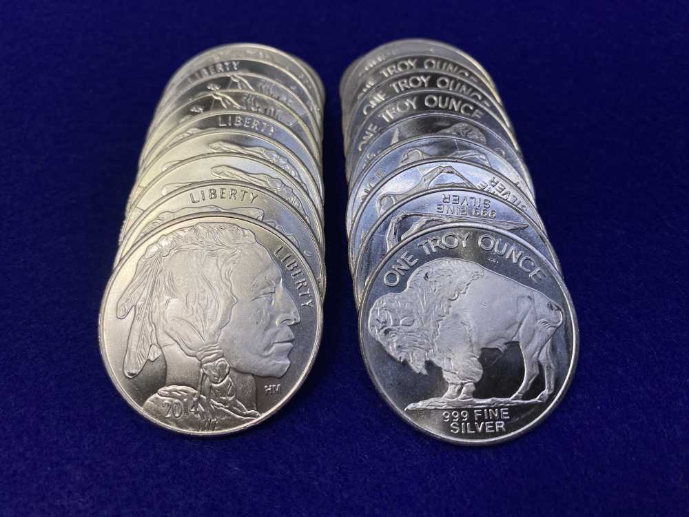 (20) Buffalo Indian Head "1oz SILVER Rnds" *Roll of 20* TWENTY TROY OUNCES-img-5
