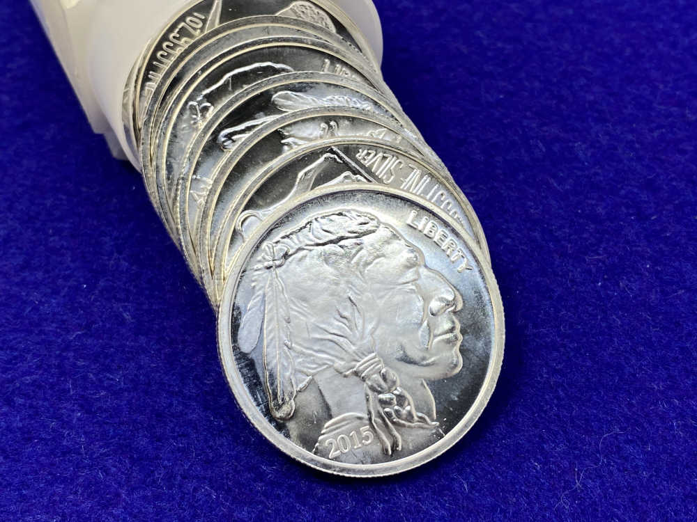 (20) Buffalo Indian Head "1oz SILVER Rnds" *Roll of 20* TWENTY TROY OUNCES-img-3