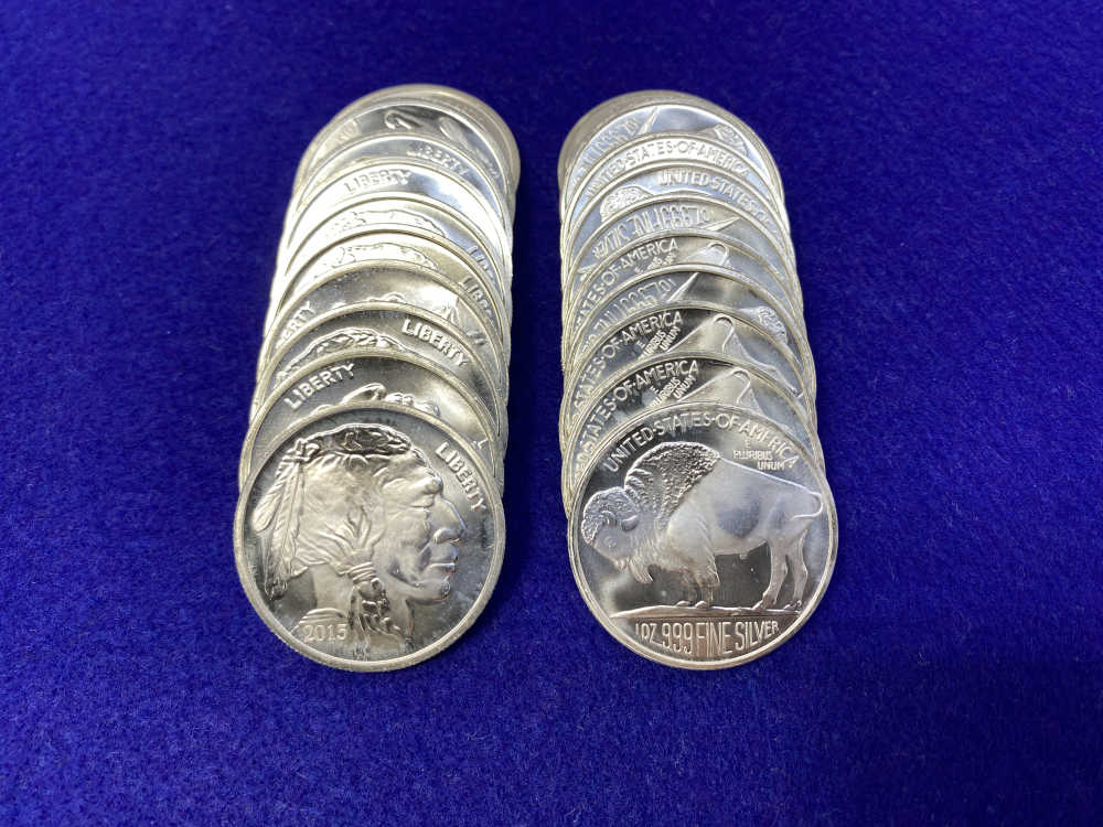 (20) Buffalo Indian Head "1oz SILVER Rnds" *Roll of 20* TWENTY TROY OUNCES-img-4