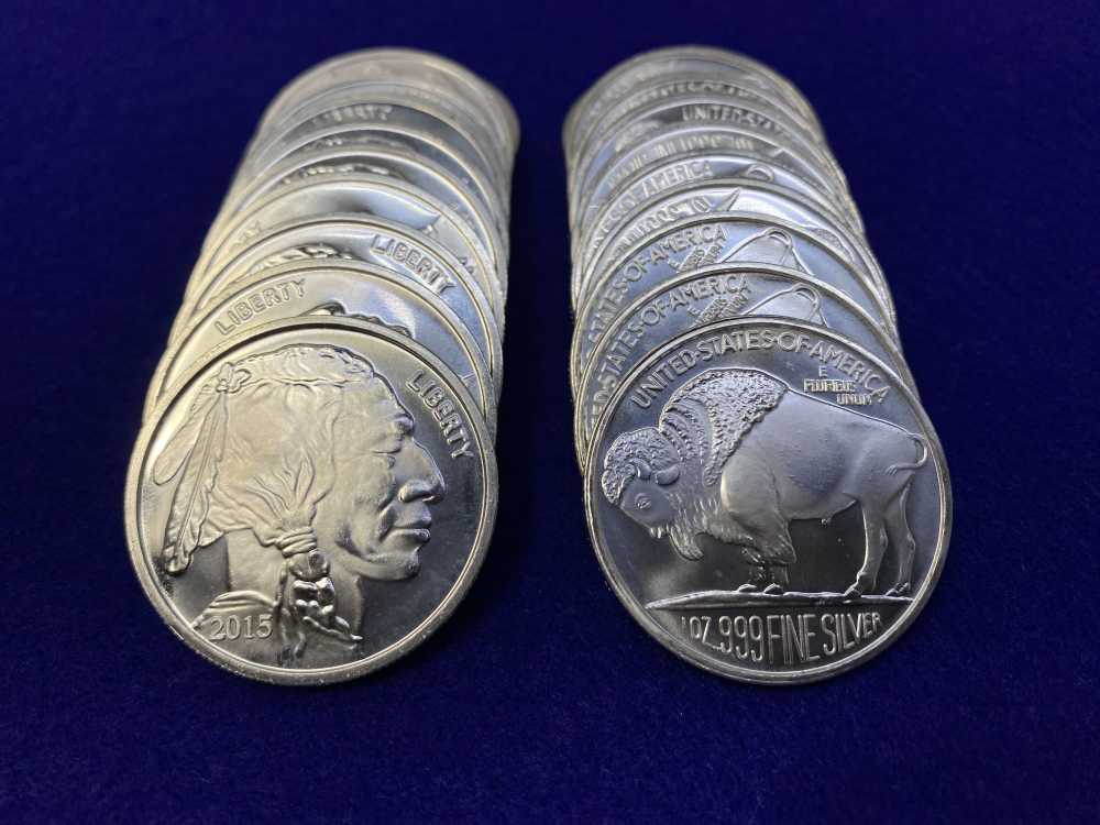 (20) Buffalo Indian Head "1oz SILVER Rnds" *Roll of 20* TWENTY TROY OUNCES-img-5