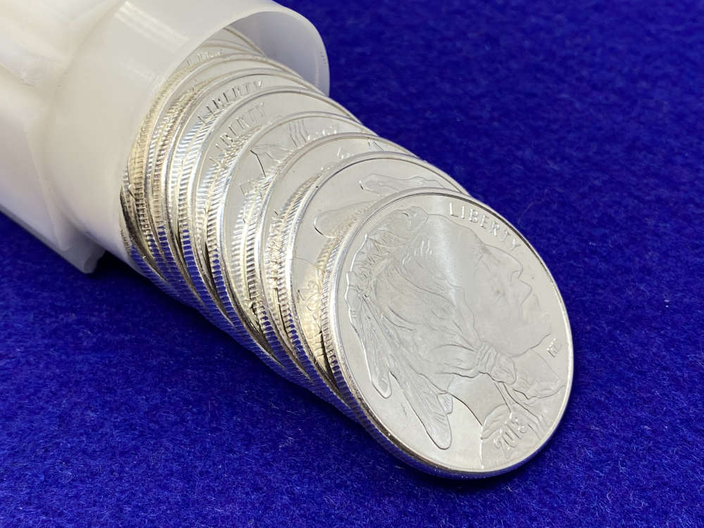 (20) Buffalo Indian Head "1oz SILVER Rnds" *Roll of 20* TWENTY TROY OUNCES-img-0