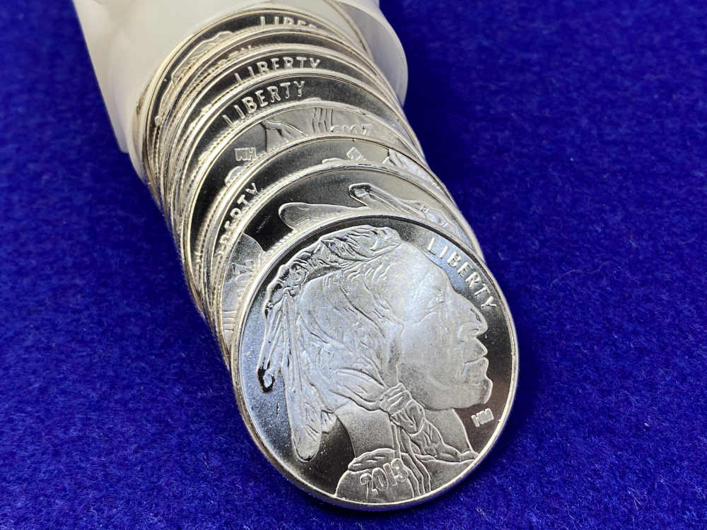 (20) Buffalo Indian Head "1oz SILVER Rnds" *Roll of 20* TWENTY TROY OUNCES-img-3