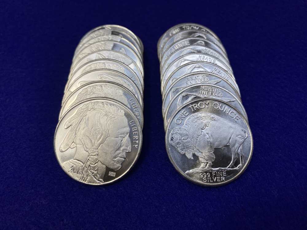 (20) Buffalo Indian Head "1oz SILVER Rnds" *Roll of 20* TWENTY TROY OUNCES-img-5