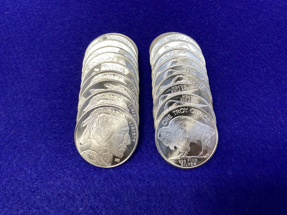 (20) Buffalo Indian Head "1oz SILVER Rnds" *Roll of 20* TWENTY TROY OUNCES-img-4