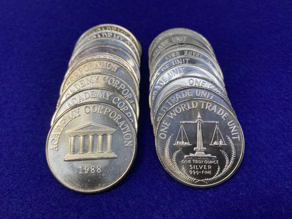(20) World Trade Unit *Academy Corp.* 1oz Rounds *FULL TUBE* 20 Troy Ounces-img-6