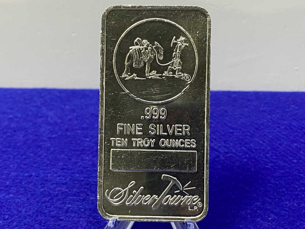 (1) Silver Towne *10oz .999 PURE SILVER BAR* 10 Troy Ounces *Penny Start*-img-3